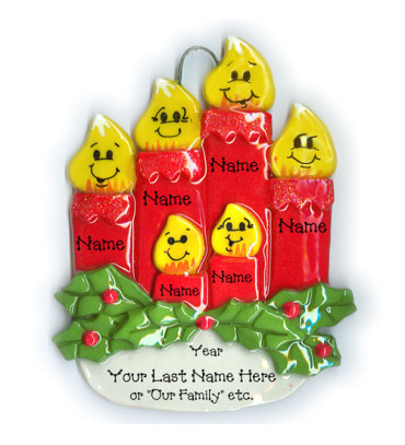 Candle Family Ornament of 6