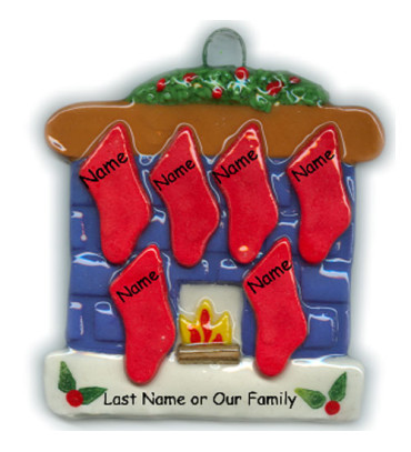 Fireplace Family of 6 Ornament