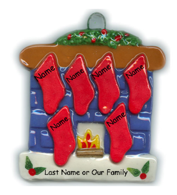 Fireplace Family of 6 Ornament