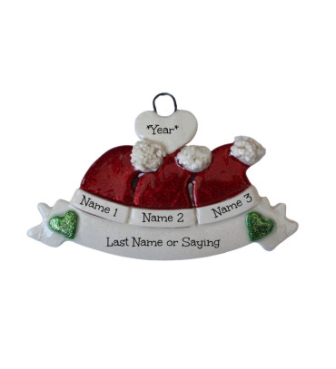 Santa Hat Family of 3 Ornament 