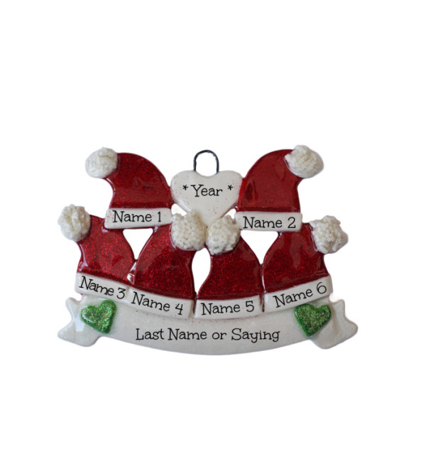 Santa Hat Family of 6 Ornament 